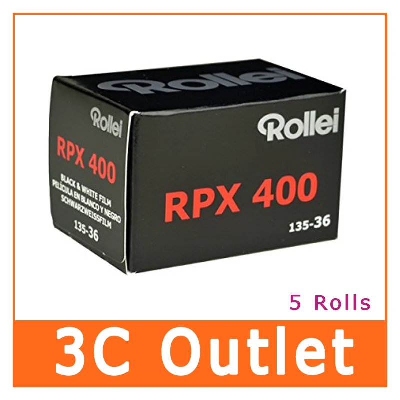 

5 Rolls Rollei RPX 400 Black And White 135 Film 35mm 36 exp