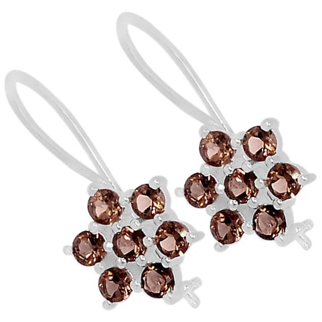

Genuine Smoky Quartz Earrings, 100% 925 Sterling Silver, 2.8g, ER2303-S, New