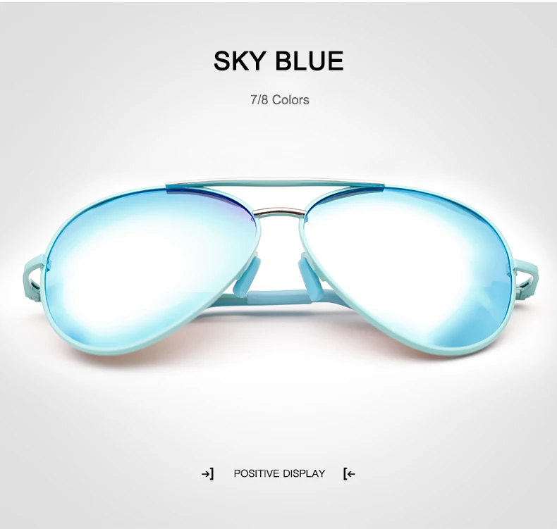 Овальные женские солнцезащитные очки 7 цветов черный/серебристый/красный/синий/небесно-голубой/оранжевый/желтый UV400 - Цвет линз: sky blue