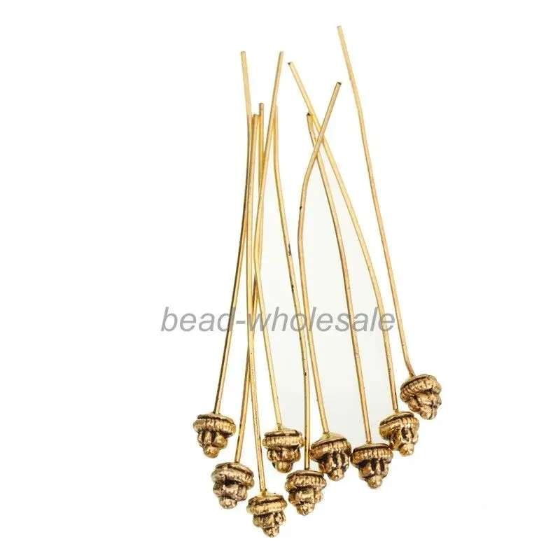 20pcs Classical Style Antiqued Silver/Gold flower Long Head Pins for