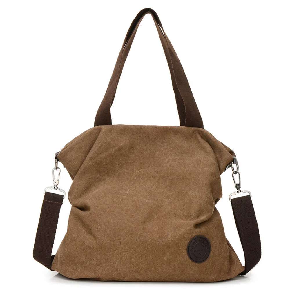 

Large Pocket Messenger Bag Casual Tote Women's Handbag Shoulder Handbags Canvas Leather Capacity Bags For Women Sac A Dos