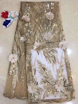 

3D Lace Fabric Yellow African Tulle Lace Fabric High High Quality Net French Lace Fabric For Nigerian Wedding Party D65