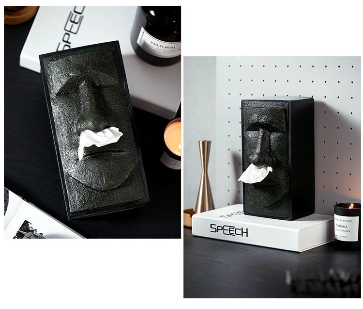 VILEAD 25 см Смолы Пасхальные Moai коробки для салфеток настенные украшения Пасхальный камень люди лицо статуя бумажная коробка чехол Винтаж домашний декор
