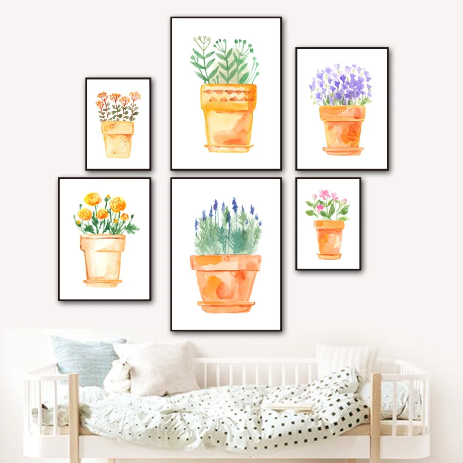 Watercolor-Potted-Flower-Wall-Art-Canvas-Posters-And-Prints-Canvas-Painting-Nordic-Poster-Wall-Pictures-For