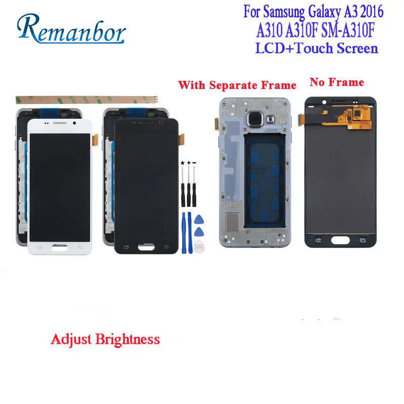 

Remanbor For Samsung Galaxy A3 2016 A310 A310F SM-A310F LCD Display and Touch Screen With Separate Frame 4.7" +Tools +Adhesive