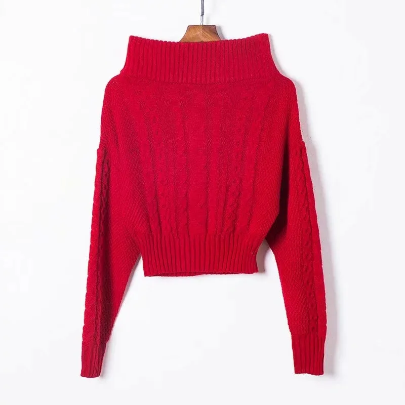 2018 Slash шеи вязаные свитеры женские пуловер с открытыми плечами женский свитер осень-зима Повседневный свитер