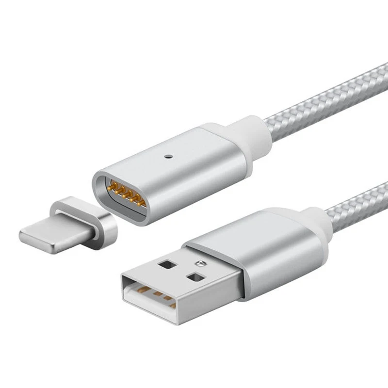 Магнитный кабель USB 1 м для iPhone 5 6 6s 7 8 Plus X iPad 2 3 4 магнитный usb в нейлоновой оплетке