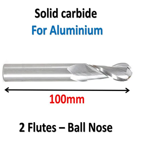 

R7*28*D14*100 Solid Carbide, 2 Flutes, Ball Nose, Aluminium, Metric, 45HRC, Overall Length 100mm ALN-JF2R