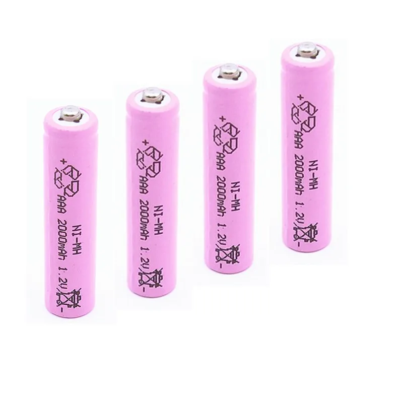 4 шт розовые 2000mAh Ni-MH батареи 1,2 V перезаряжаемые AAA батареи экологически чистые подходят для большинства электронных продуктов