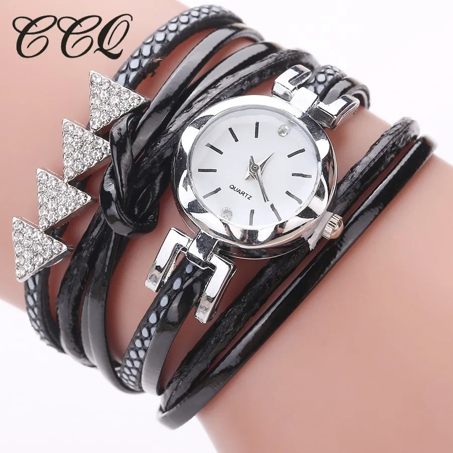 

CCQ Brand Women Silver Arrow Bracelet Quartz Watches Ladies Fashion Leather Dress Clock Vintage Watches Drop Shipping 2017 New