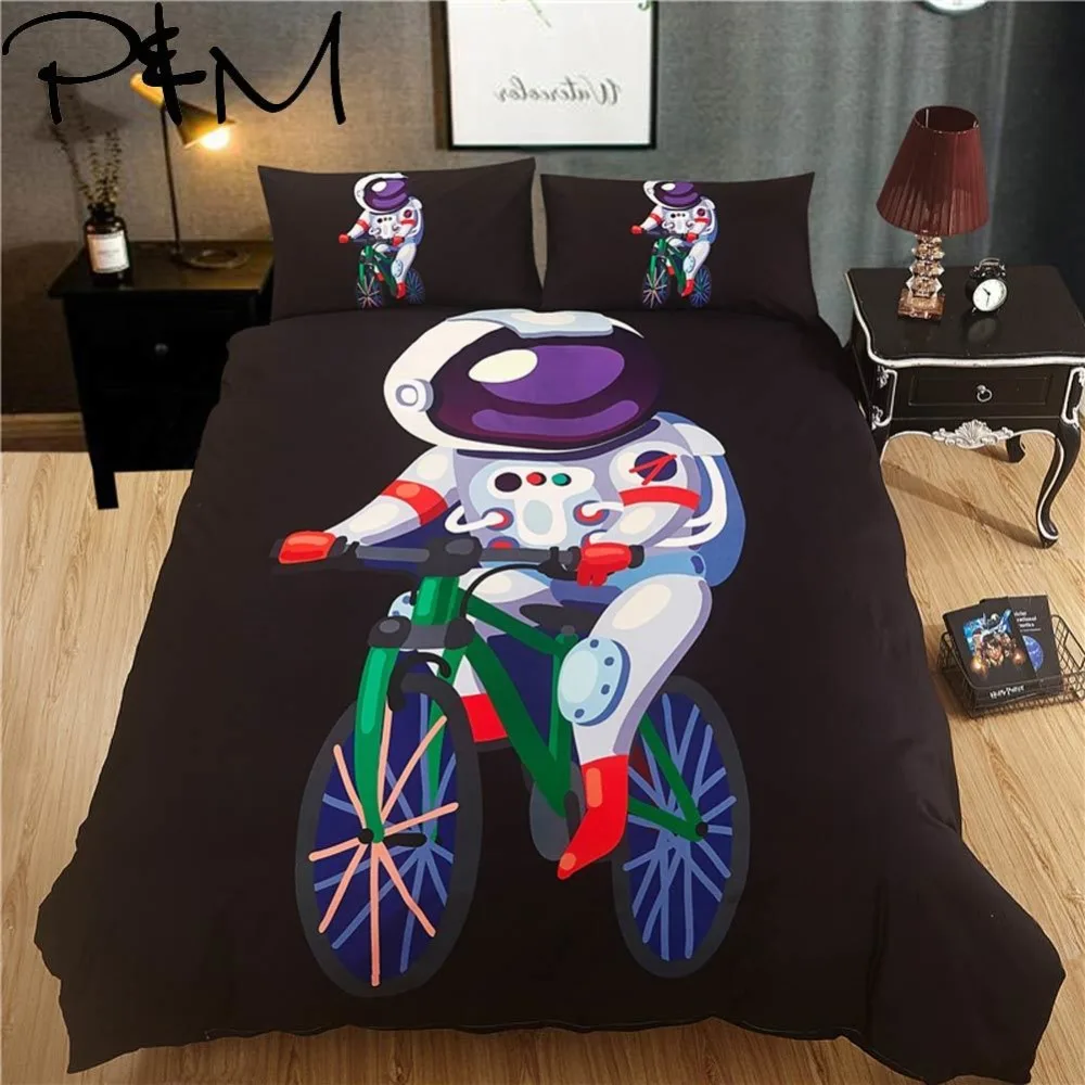 

Papa&Mima Astronaut print bedding set Duvet Cover Pillowcase Sets (no Sheet) Bedclothes set Drop Shipping bedlinens