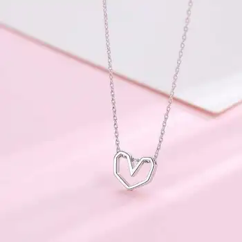 

Fashion Jewelry Vintage 925 Sterling Silver Hollow Heart Necklaces Pendants For Women Lady Long Chain Choker Necklaces Collares