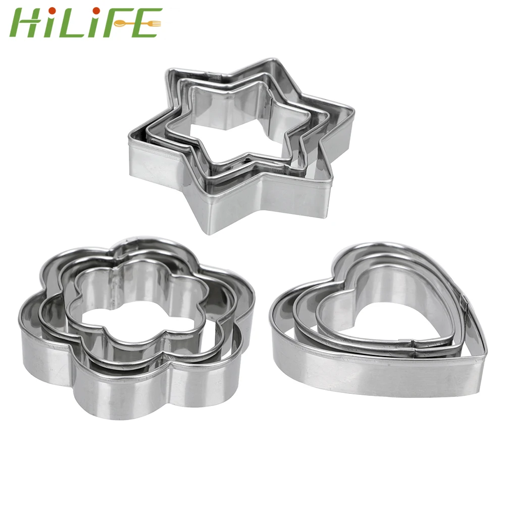 HILIFE формы для выпечки звезды сердце цветы резак 3 шт./компл. из нержавеющей стали