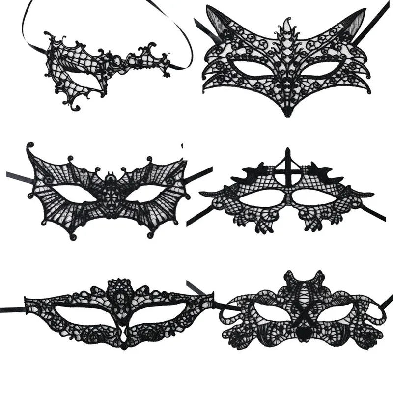 

6 Style Black Sexy Elegant Eye Face Mask Masquerade Ball Carnival Fancy Party style masks half face lace drop shipping sale