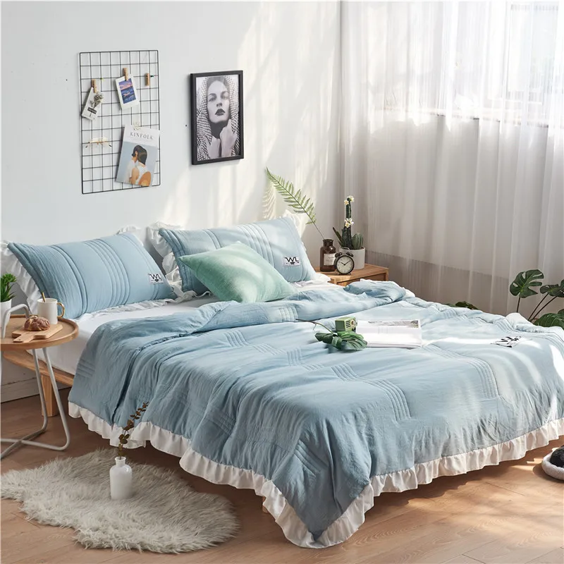 

4 Pcs Thin Comforter Summer Blanket Solid Color Air-conditioning Quilt Bedspread Twin Queen Size 150x200 200x230cm