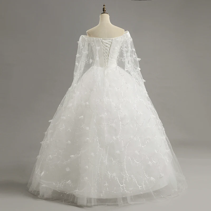 Princess Ball Gown Wedding Dresses Women Appliques Vintage Bride Gowns Long Customized Vestido De Noiva lace wedding dress
