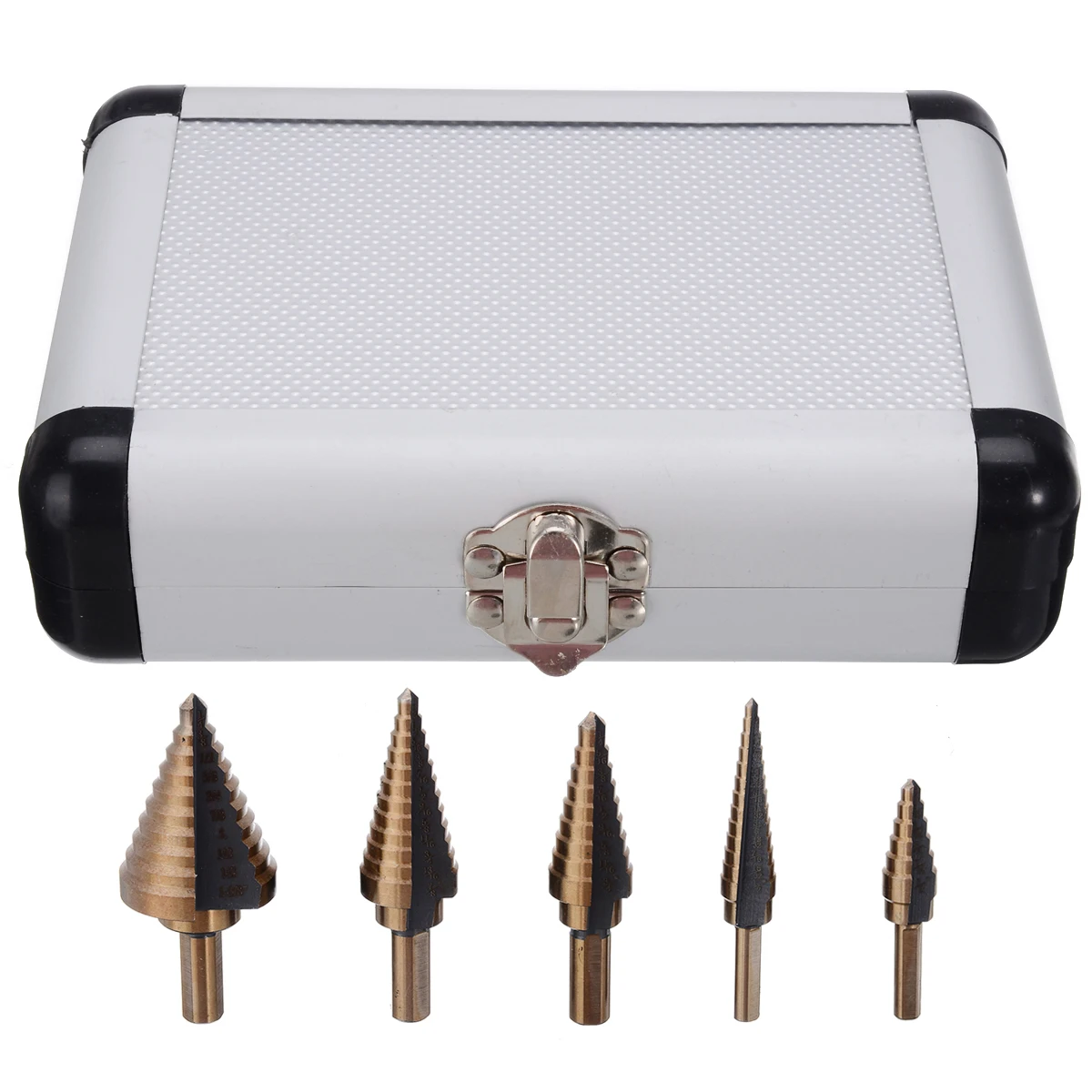 

5pcs Large Cobalt Hss Step Titanium Cone Drill Hole Cutter Bit Multiple Hole 50 Sizes Step Power Tool Drill Bit With Case