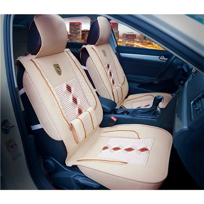 1 Piece of High Grade Leather Ice Silk Car Front Seat Cover Universal Fit Breathable Car Seat Cover (3)_
