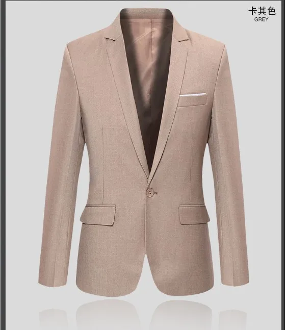 S-4XL Men's Formal Slim Fit Formal One Button Suit Long Sleeve Notched Blazer Cotton Blend Coat Jacket Top - Цвет: 302