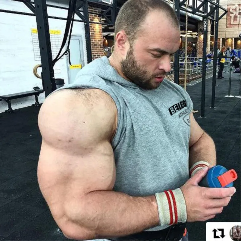 Брендовая Спортивная одежда для фитнеса, мужская майка с капюшоном ...