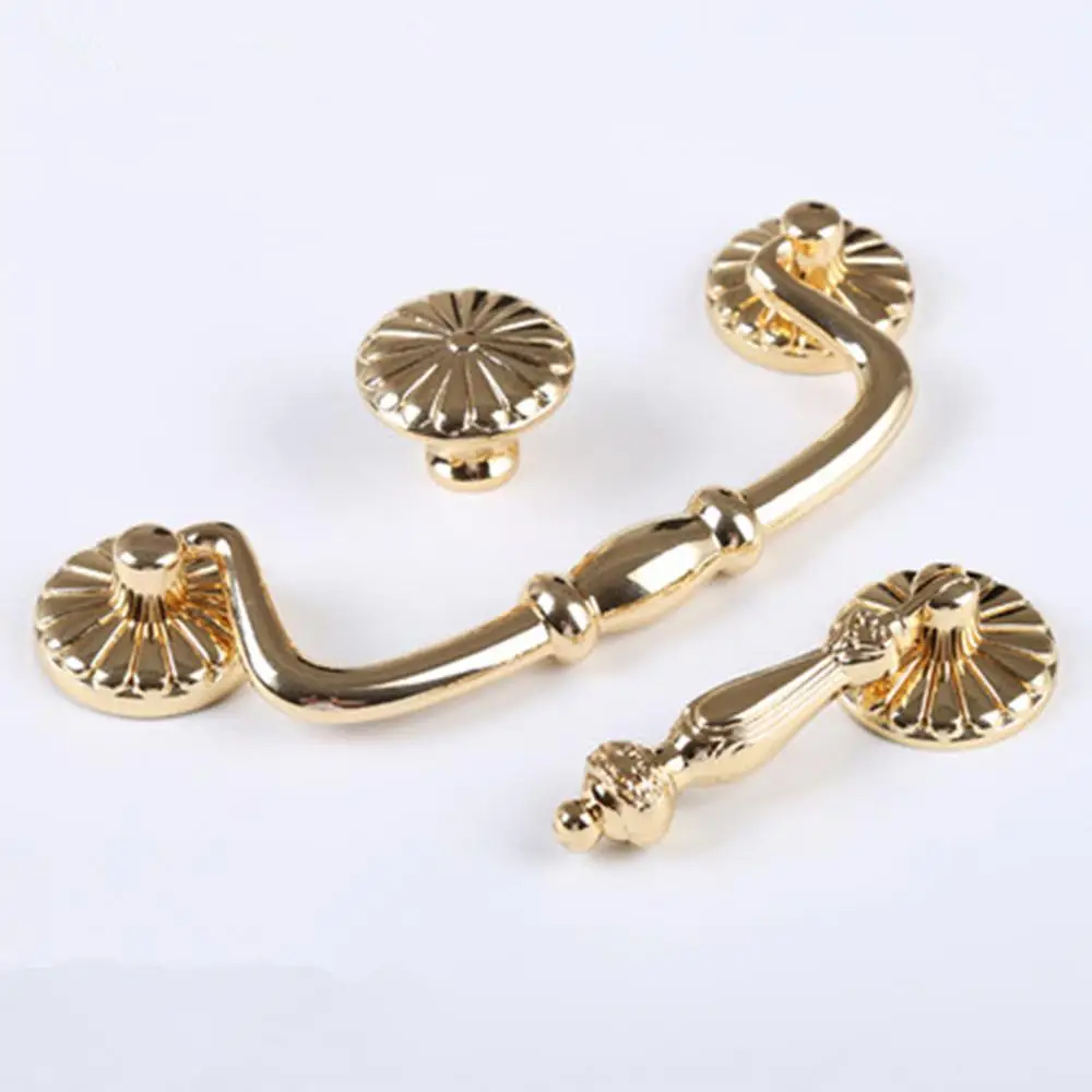 

Simple European and American cabinet handle gold High-end wardrobe drawer handle wine cabinet door handle true gold does not fad