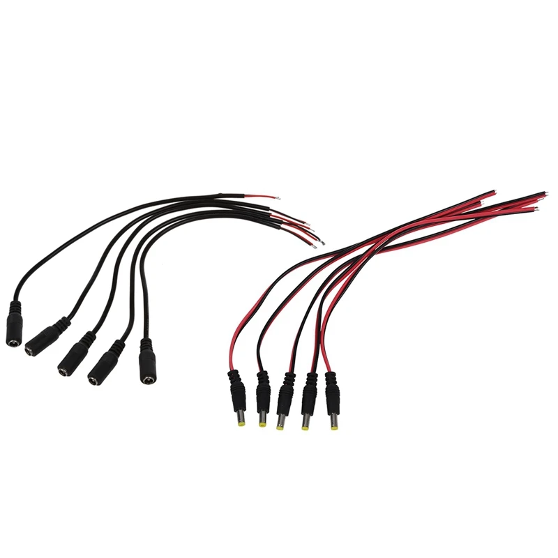

5 x DC Connection Cable CCTV Camera Adapter Cable Connector Female Power Cord & 5 PCS DC Male Male Connector 2.1 Mm Adapter Co