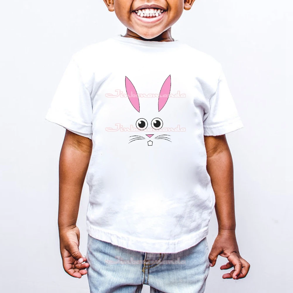 Bunny Face Easter Rabbit T Shirt Fashion Cartoon Printing Girls T