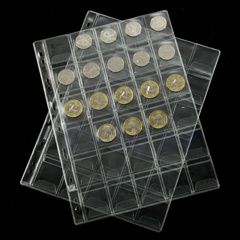 

Hot Selling 30 Pockets Classic Coin Holders Sheets for Storage Collection Album 1 Sheet APR7