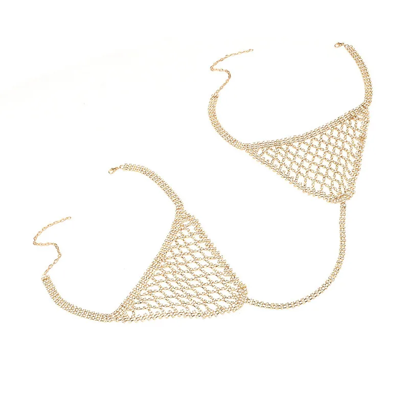 AKYZO 2017 Summer Luxury Rhinestone Crop Top Shining Fashion Handmade Metal Adjustable Chains Backless Vest Sexy Beach Tank Tops