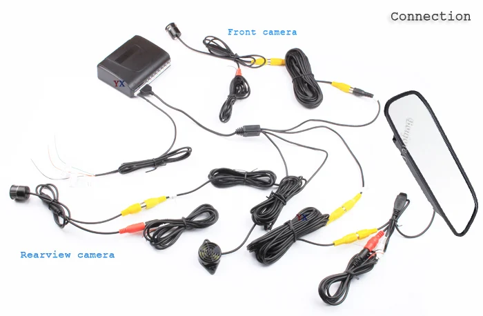 Koorinwoo парктроник датчик парковки 8 видео система зуммер монитор зеркало заднего вида камера Передняя 4 зонда сигнализация черный 22 мм