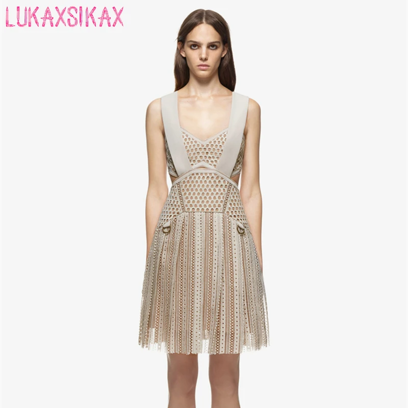 High end Custom S P Hollow Out Lace Runway Dress 2017 Women Spring ...