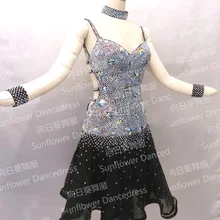 Платье для латинских танцев, платье для латинских танцев Румба джив чача, бальное платье, Одежда для танцев, Танго Сальса Самба, черное, платье Подсолнух для танцев