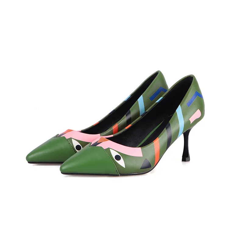 FEDONAS/; модные пикантные туфли-лодочки; сезон весна-лето; новые туфли-лодочки из натуральной кожи на высоком тонком каблуке; обувь для вечеринки; свадебные туфли без застежки; женские классические туфли-лодочки - Цвет: Зеленый