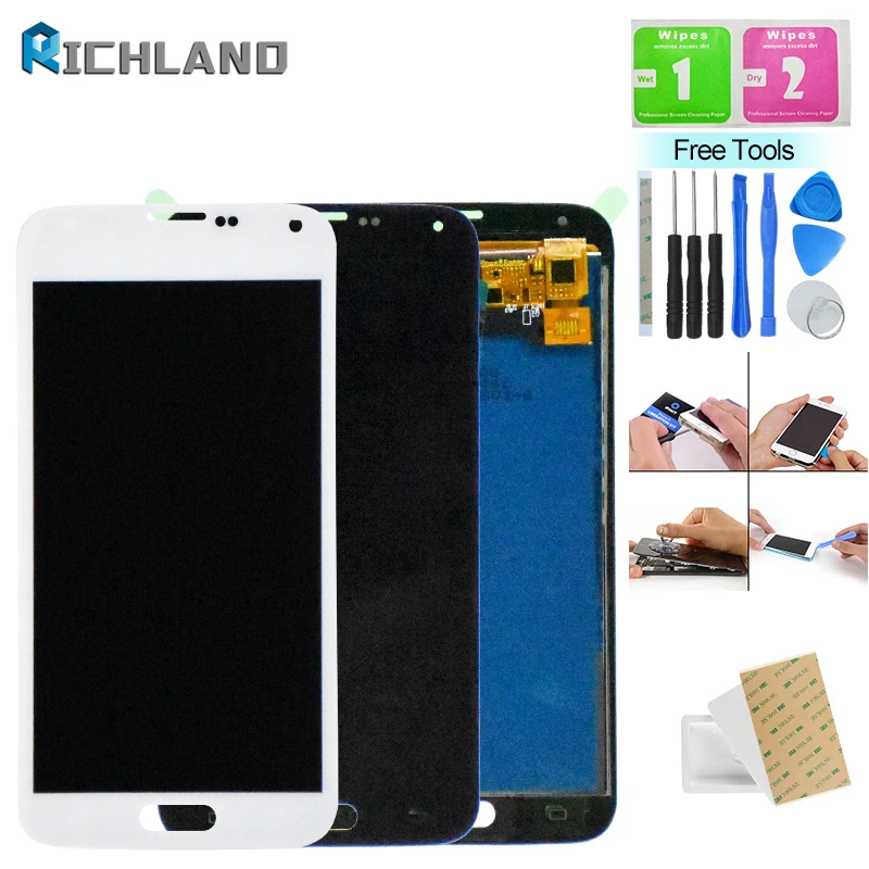 

Tested Well S5 G900F G900M G900A G900T LCD Display Digitizer For Samsung Galaxy S5 G900F G900M G900A G900T Touch Screen+Tools