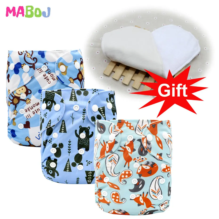 MABOJ Cloth Diapers Baby Pocket Cloth Diaper One Size Waterproof Nappy Reusable Cloth Nappies Set Washable Wholesale New - Цвет: PD5-4-3-1