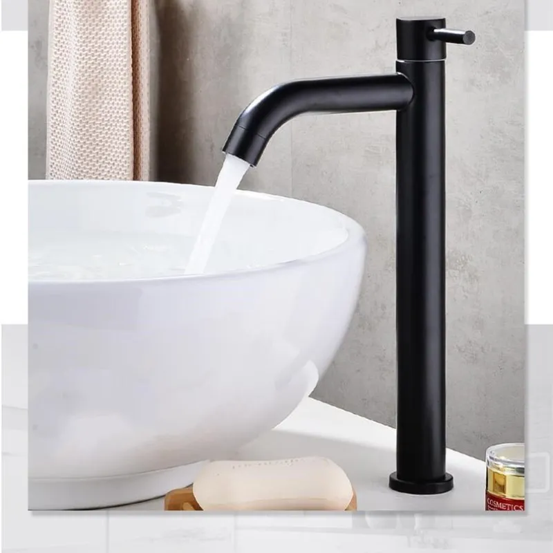Billige Schwarz 304 edelstahl material einzigen kalten bad waschbecken wasserhahn griff becken wasserhahn