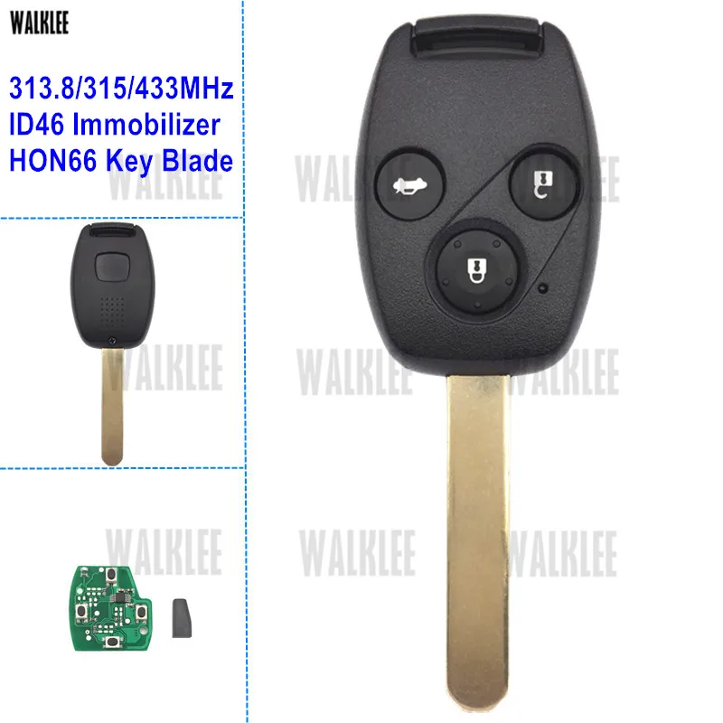 WALKLEE 3BT Remote Key костюм для Honda Accord Civic элемент CR V HR Fit город Odyssey Джаз челнок дверной