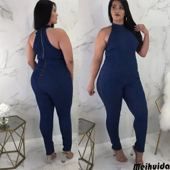 

Casual Womens Bodycon Jumpsuit Denim Overalls Trousers