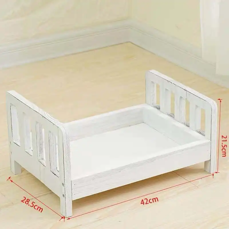 Реквизит для фотосъемки новорожденных, деревянная Съемная кровать, фон для детской фотосъемки, аксессуары Flokati, студийный реквизит для фотосъемки новорожденных - Цвет: white bed