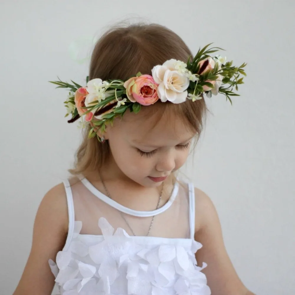 Women Kids Baby Girls Flower Hair Garland Crown Headband Floral Wreath Hairband