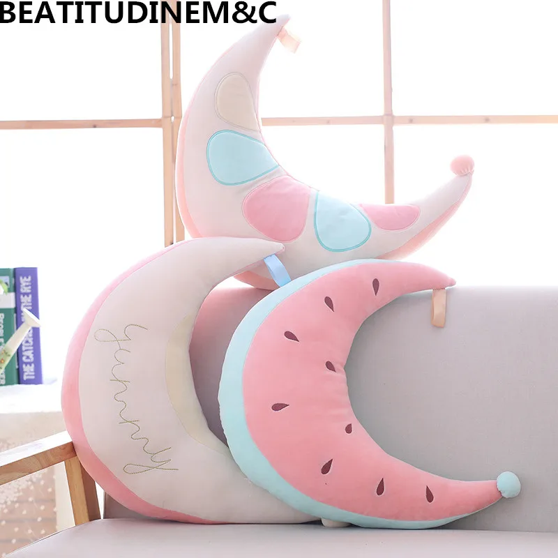 

New Cute Creative Fruit Moon Plush Toy Pillow Cushion Padded Toy Children's Room Brown Toy Home Decoration Gift