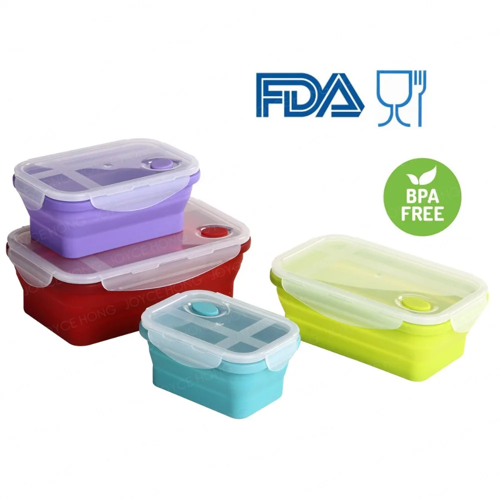 Collapsible Lunch Box Food Container Silicone Folding Box in Lunch