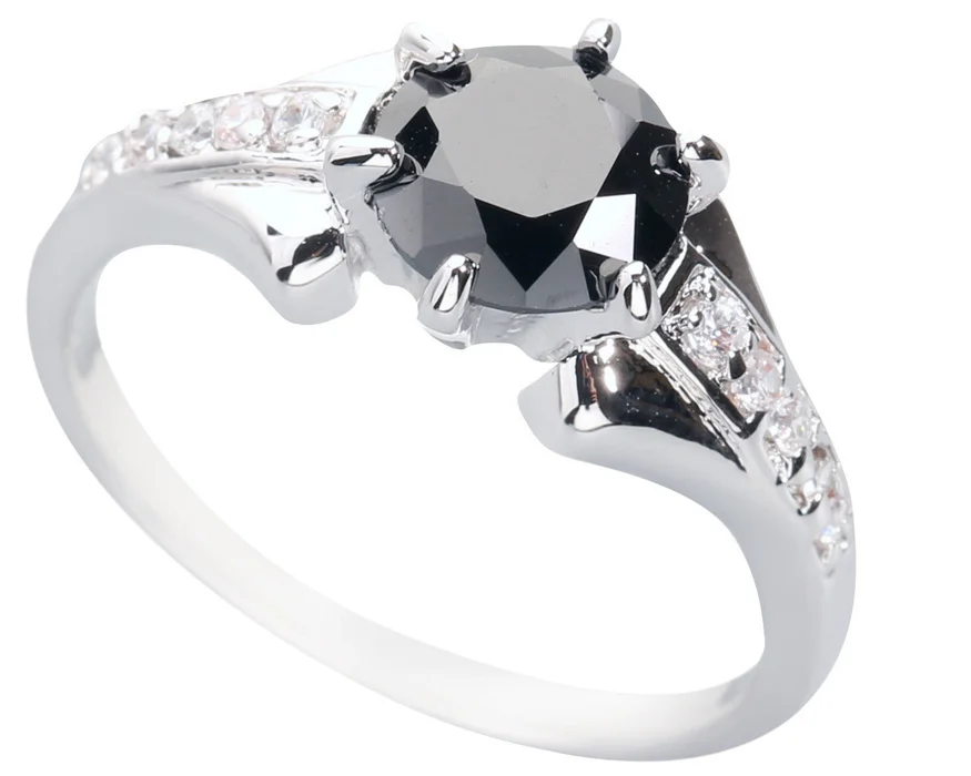 United Black Stone 7*7 мм полудрагоценный камень серебро крутое женское кольцо Q1905|silver prom