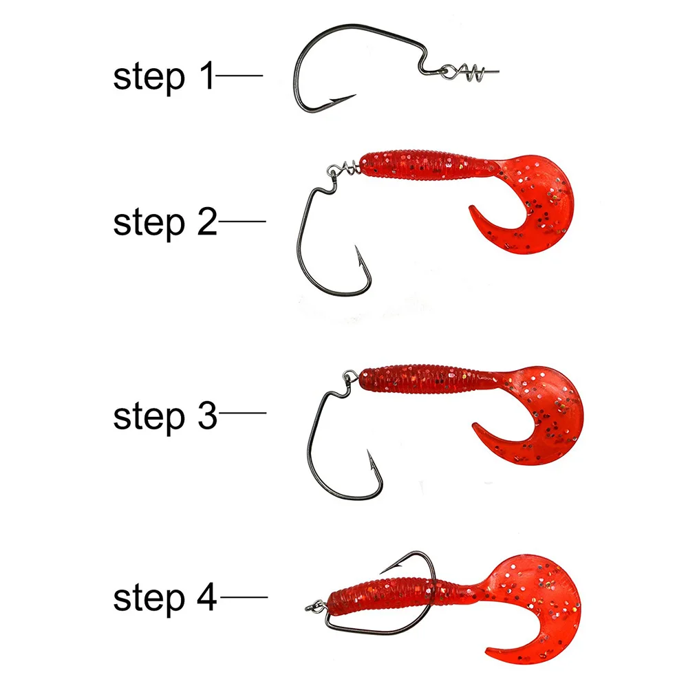 100Pcs Fishing Hook Centering Pin Spring Twist Crank Lock For Soft Lure Baits Rigs Fishing Tools Size 1.4cm 3.5cm 4.5cm 5.0cm