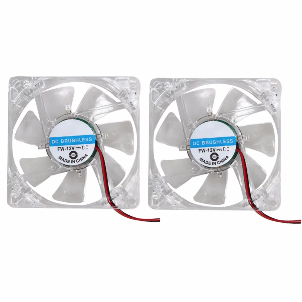 2pcs Fans 4 LED Blue 4pin Crystal Frame & Blades Fans For Computer PC