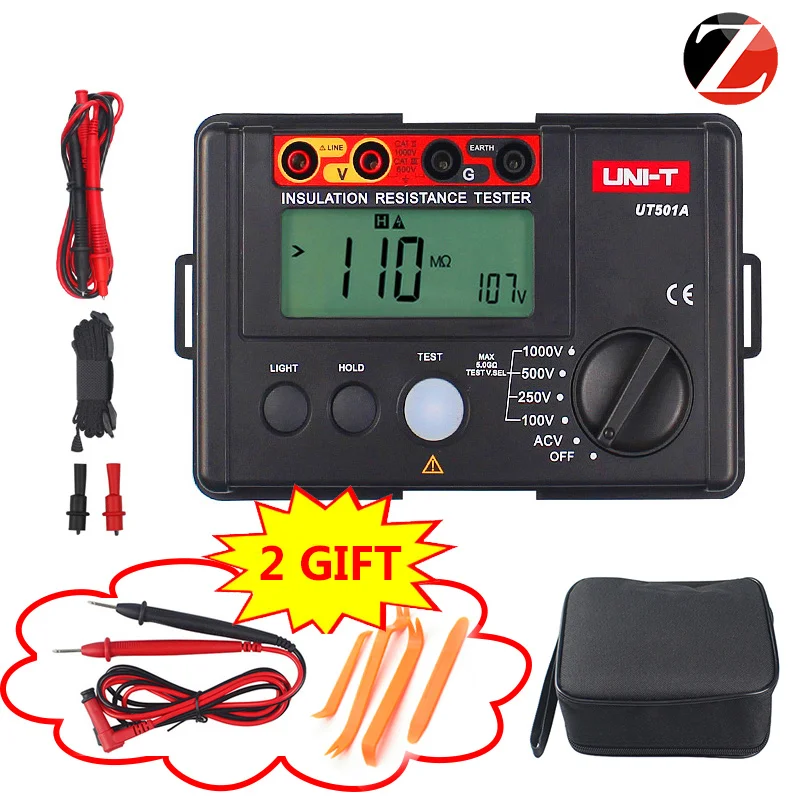 

Insulation Resistance Tester UNI-T UT501A 1000V Earth Tester insulation resistance Megohmmeter Voltmeter w/LCD Backlight