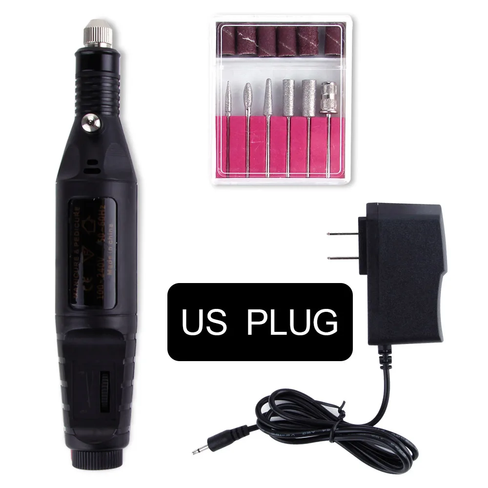 Электрический прибор, набор для маникюра и педикюра, сверла для ногтей, инструменты для дизайна ногтей, фрезерный станок для удаления маникюра - Цвет: Black US Plug