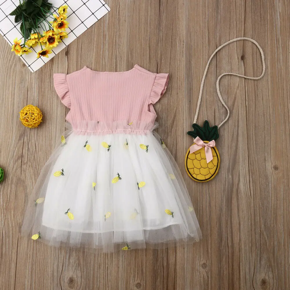 Платье пачка с ананасом Emmababy платье из тюля для маленьких девочек лето 2019|Платья|