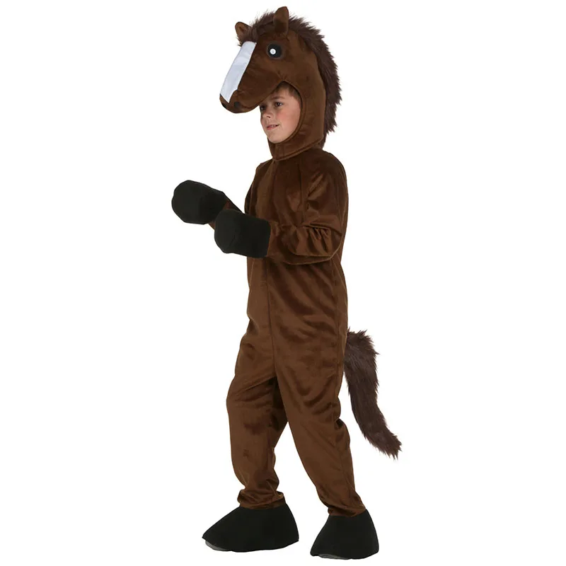 

Child Horse Cosplay Costumes Cartoon Brown Pony Animal Halloween Clothes