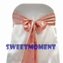 Горячая Распродажа 100 года, ярко-розовый атласный чехол для стула премиум класса с бантом, лента для свадебного стула, декорации с лентой